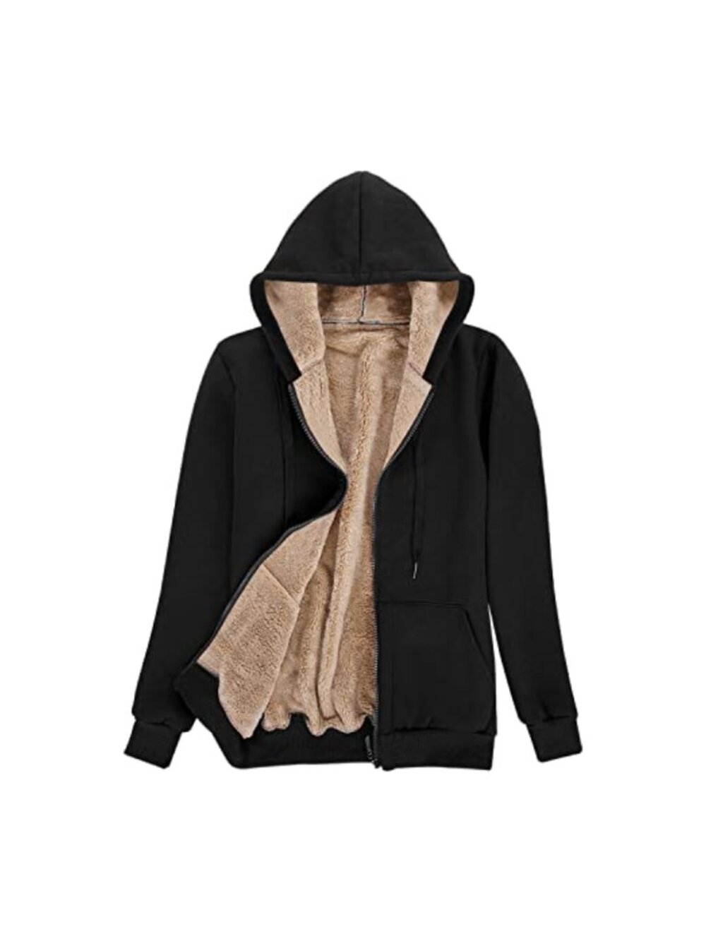 Womens Zip Up Sherpa Fleece Hoodie Winter Hooded Sweatshirt